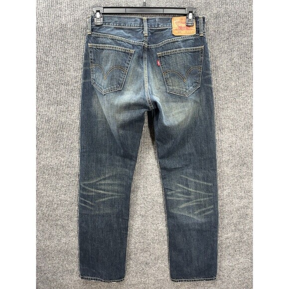 Levis 505 Jeans Mens 33x34 Blue Regular Straight Leg Denim 100% Cotton Dark Wash - Picture 2 of 11